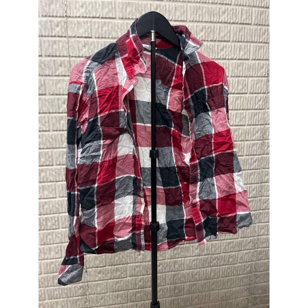 Riders by Lee Plaid Long Sleeve Button‎ Up Shirt Red Black White Men's Size L